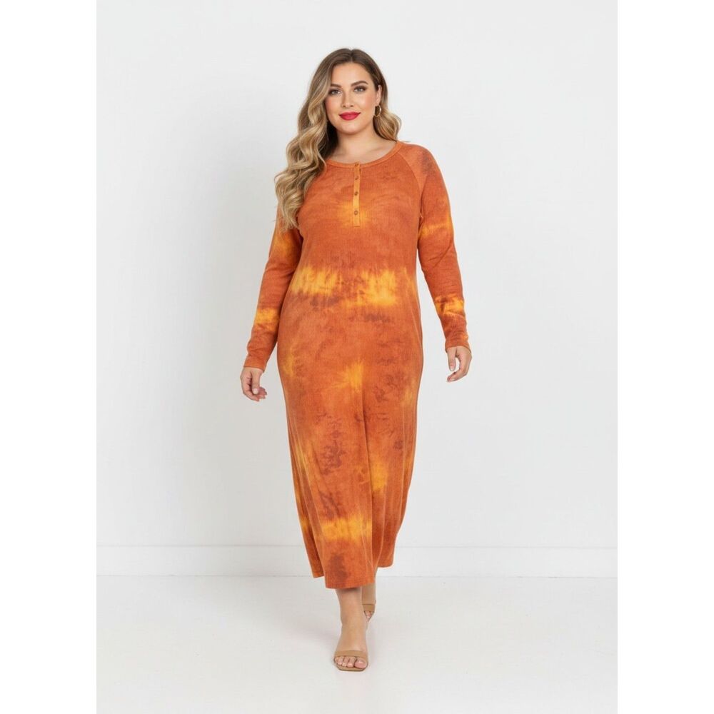 UMGEE Orange and yellow Tie Dye Knit Dress, NWT! Size 1XL